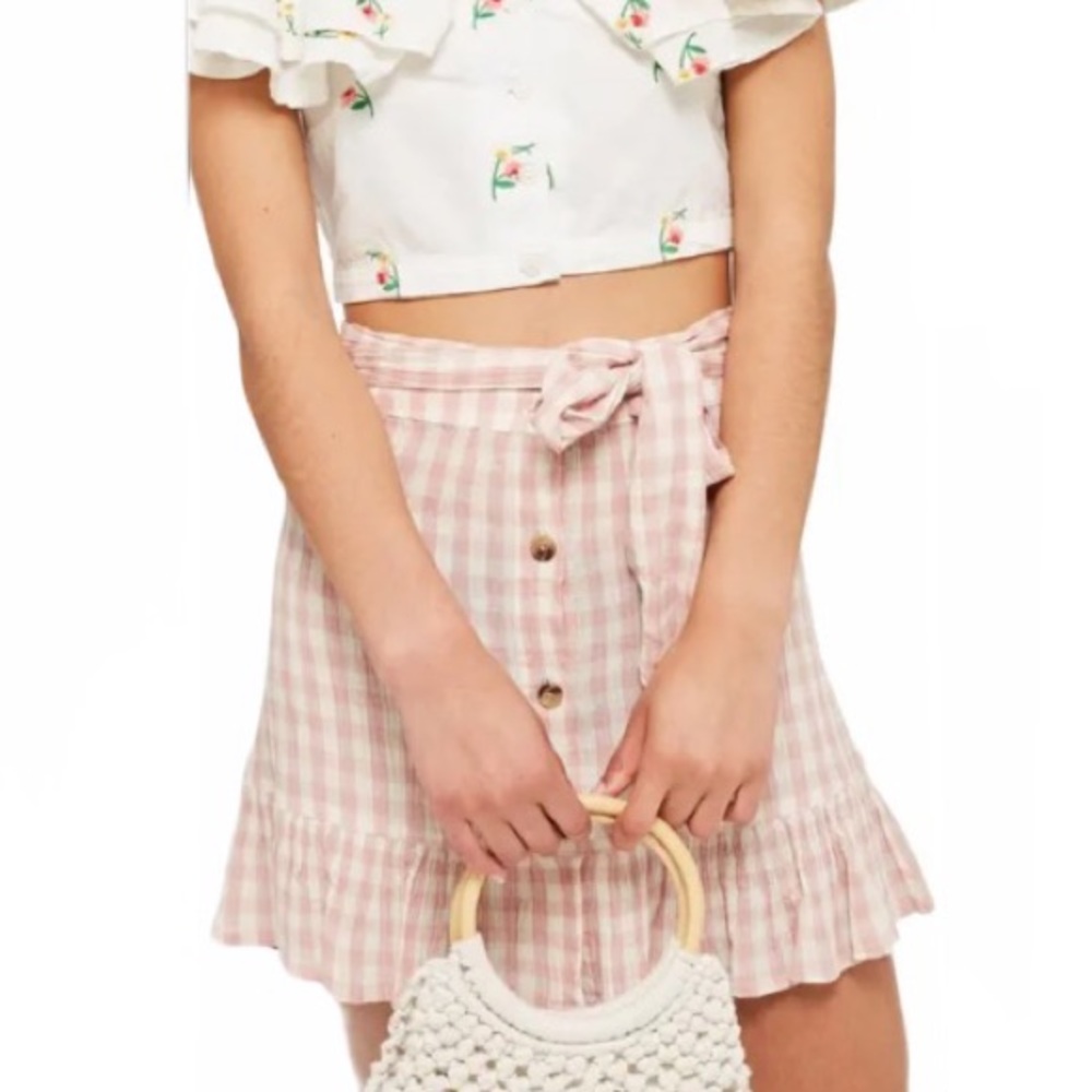 Topshop Rose Gingham Miniskirt - Picture 3 of 15